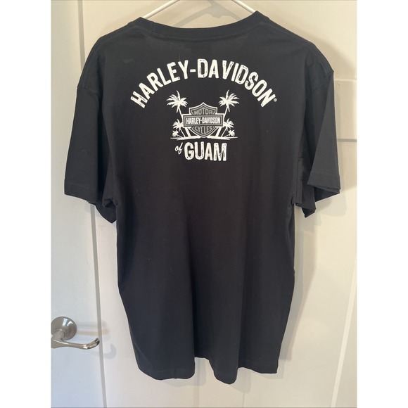 Harley Davidson Shirts  Short Sleeve Crew Neck Black Guam Men's Size Large - Picture 11 of 12